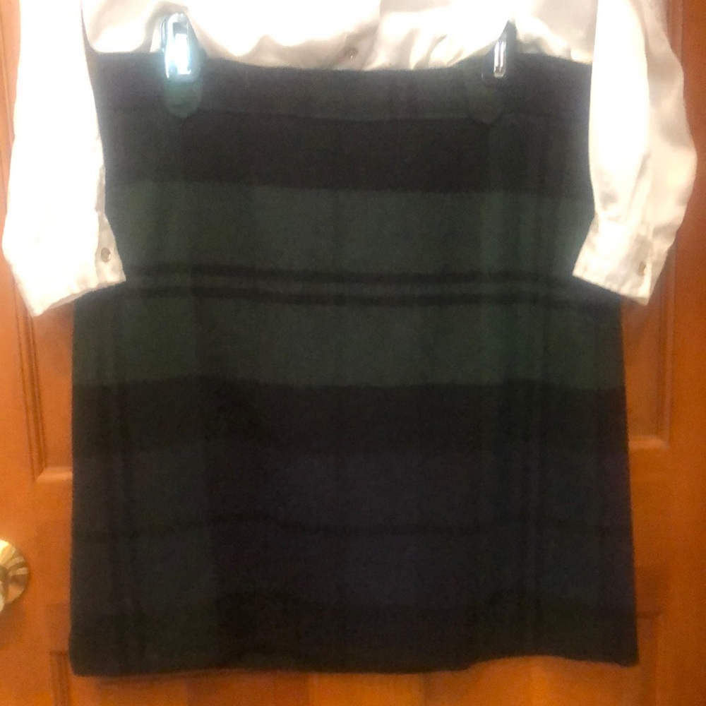Classic wool lined A-line green and navy Plaid skirt with belt loops 4 work or ?